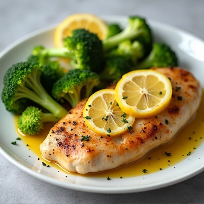 Lemon Garlic Pan-Seared Chicken with Sautéed Broccoli