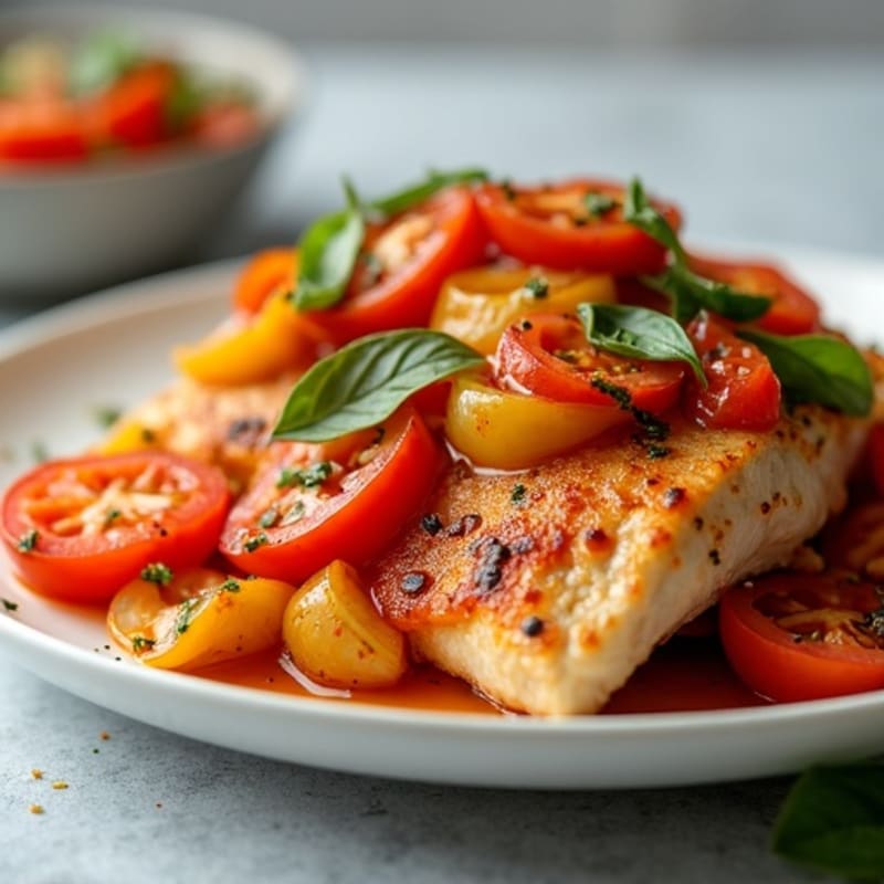 Tender Chicken with Bell Peppers, Onions, and Tomato-Herb Sauce