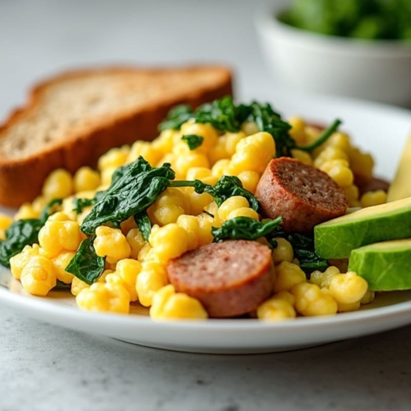 Egg White and Turkey Sausage Scramble with Spinach