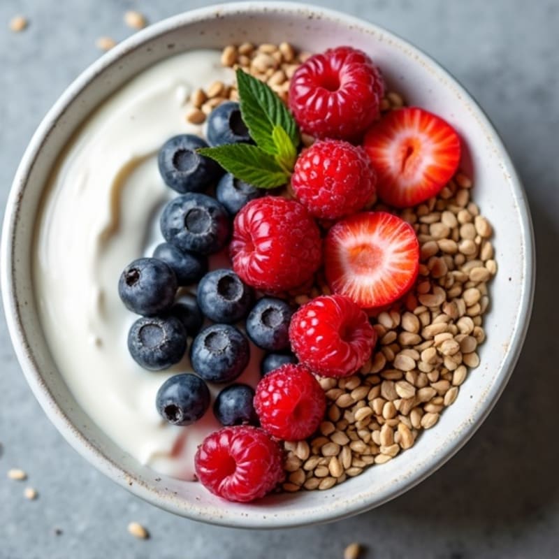 Silky Greek Yogurt Bowl with Hemp Seeds and Mixed Berries
