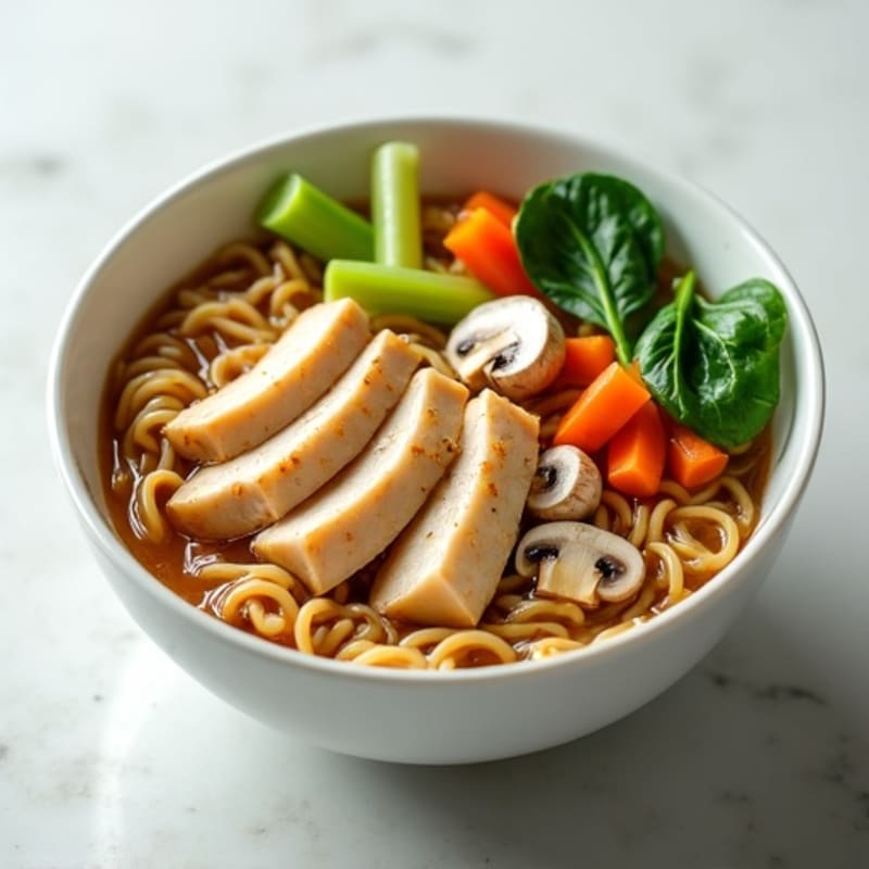 Brothy Chicken and Fresh Vegetable Noodle Bowl