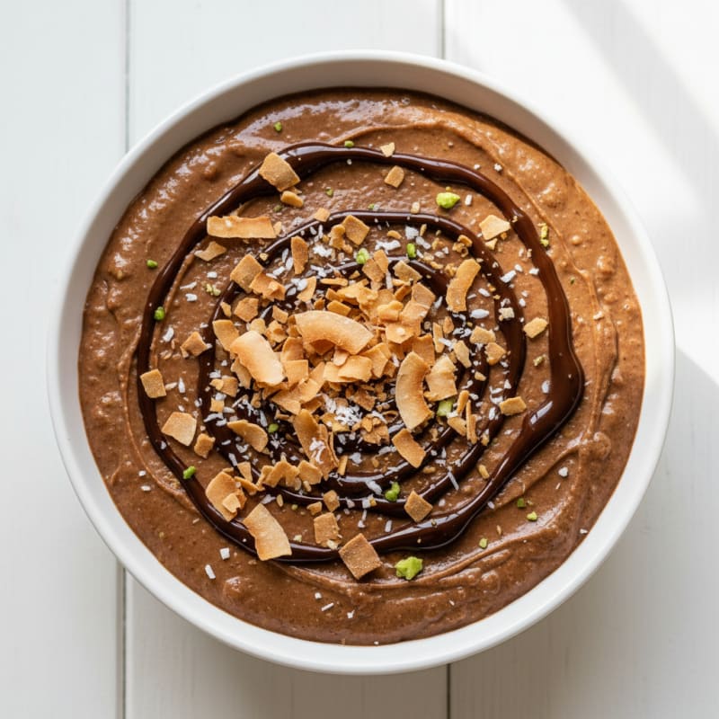 Silky Chocolate Protein Pudding with Toasted Coconut