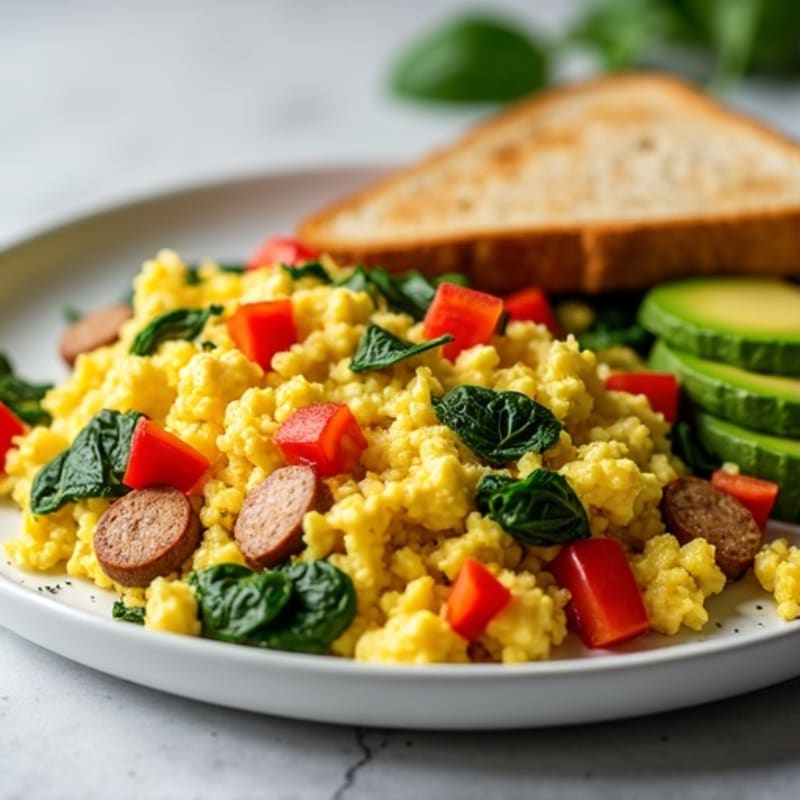 Egg White Veggie Scramble with Turkey Sausage