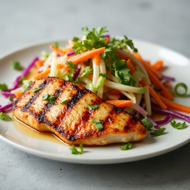 Grilled Chicken Breast with Crunchy Cabbage Slaw