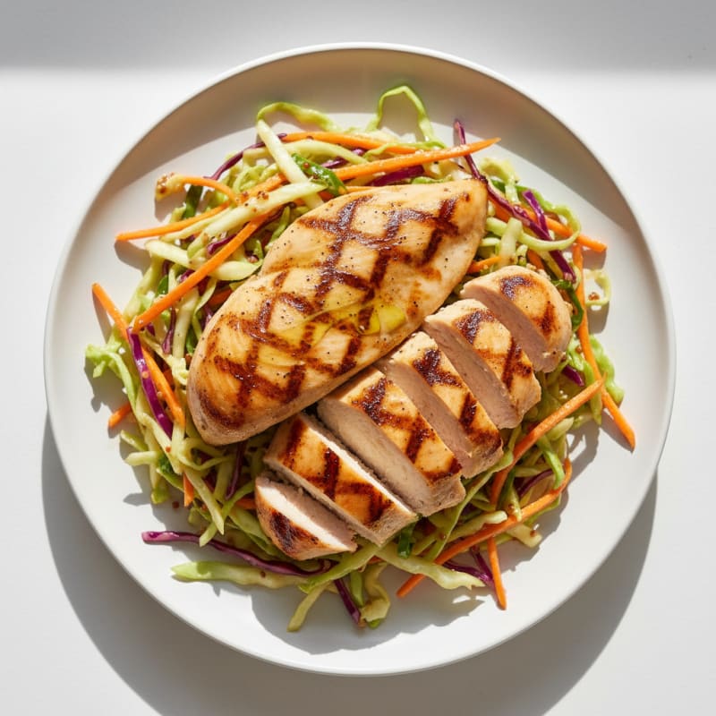 Grilled Chicken Breast with Crunchy Vegetable Slaw