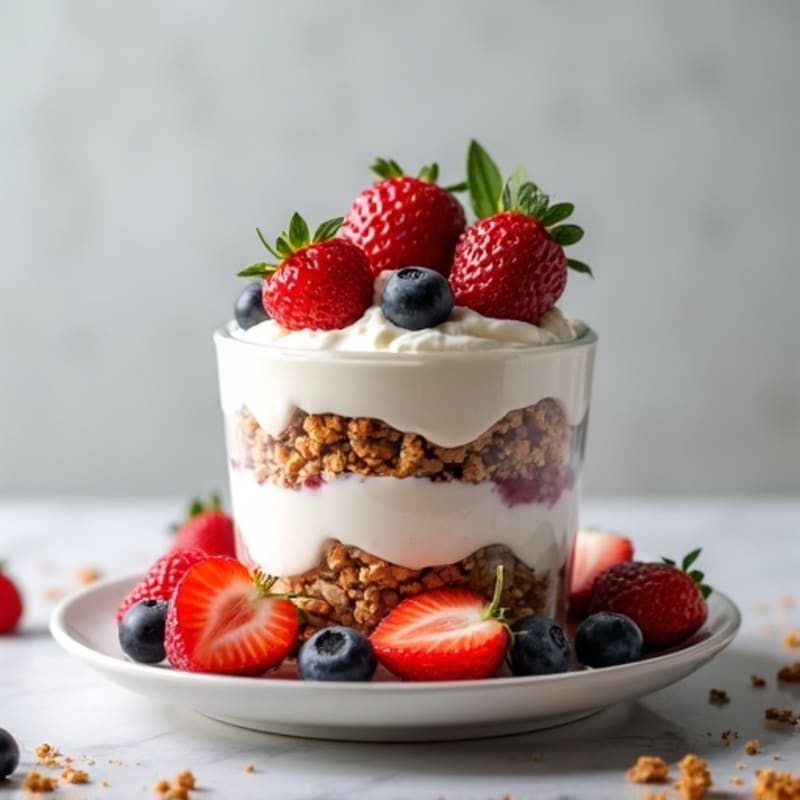 Greek Yogurt Parfait with Mixed Berries and Protein Granola