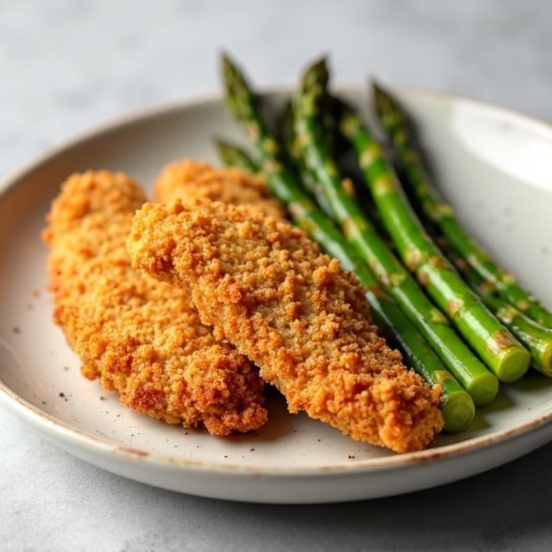 Crispy Baked Chicken Tenders with Roasted Asparagus