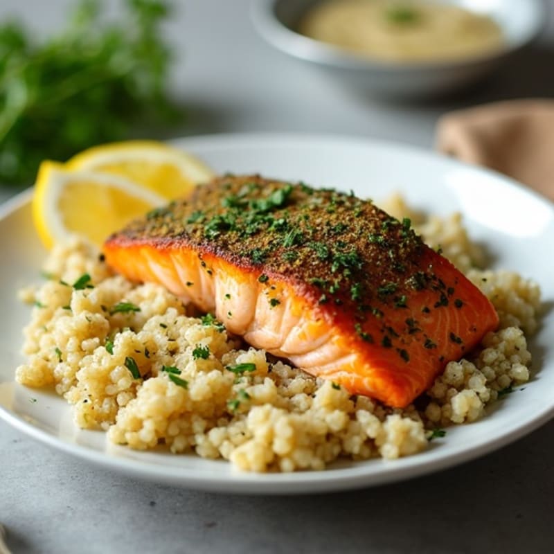 Herb-Crusted Baked Salmon with Quinoa