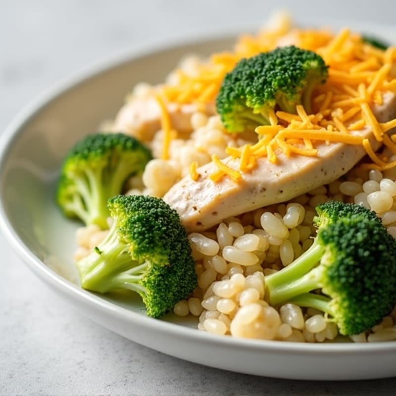 Creamy Shredded Chicken and Broccoli Rice Bake