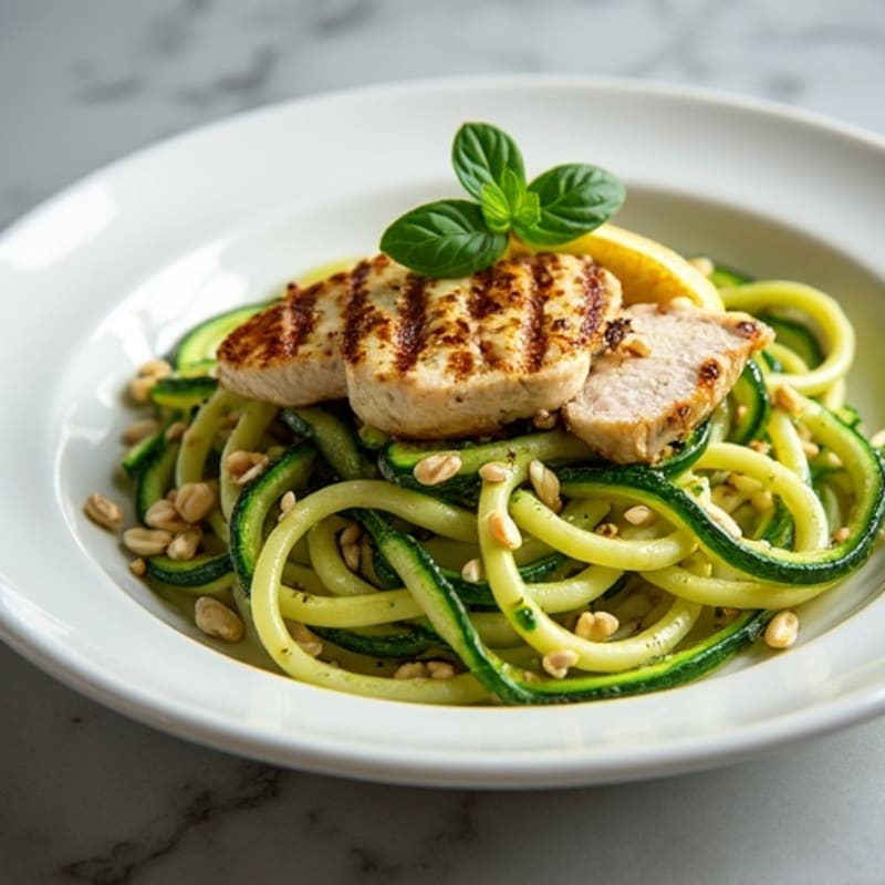 Creamy Fresh Basil Pesto Zucchini Noodles