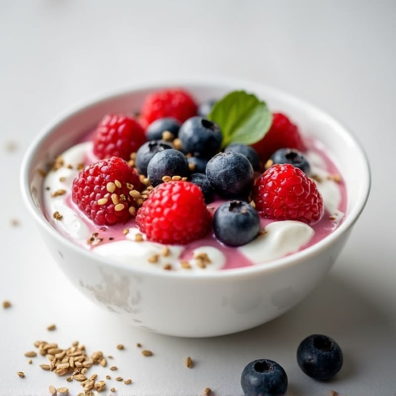 Greek Yogurt with Mixed Berries and Hemp Seeds