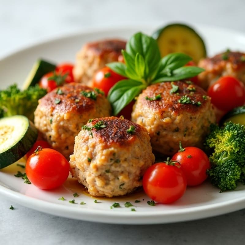 Herb-Seasoned Turkey Meatballs with Roasted Vegetables