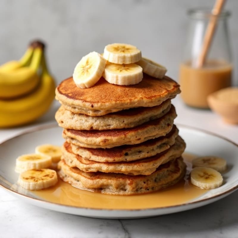 Protein-Packed Whole Grain Banana Pancakes with Warm Spiced Bananas