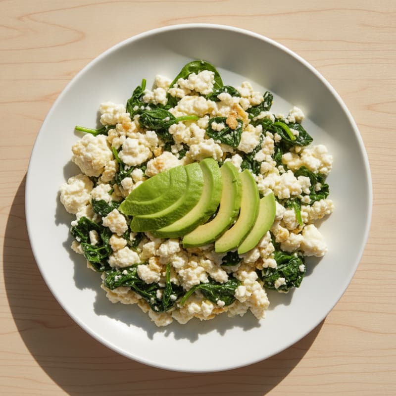 Egg White and Cottage Cheese Scramble with Baby Spinach