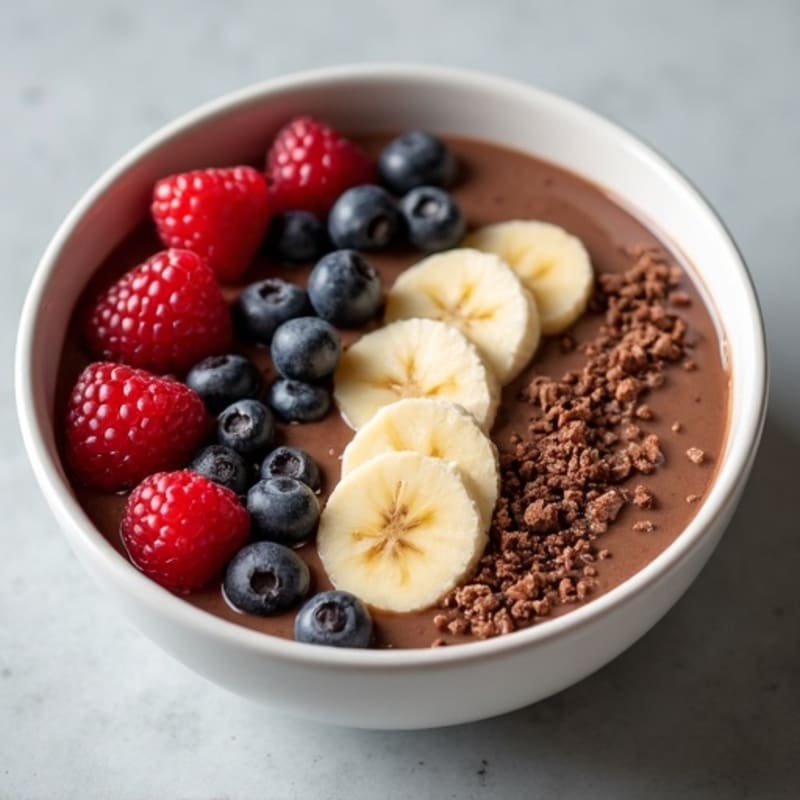 Creamy Chocolate Protein Smoothie Bowl with Fresh Berries