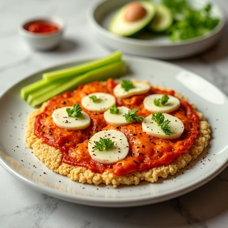 Crispy Buffalo Chicken Cauliflower Crust Pizza with Fresh Celery