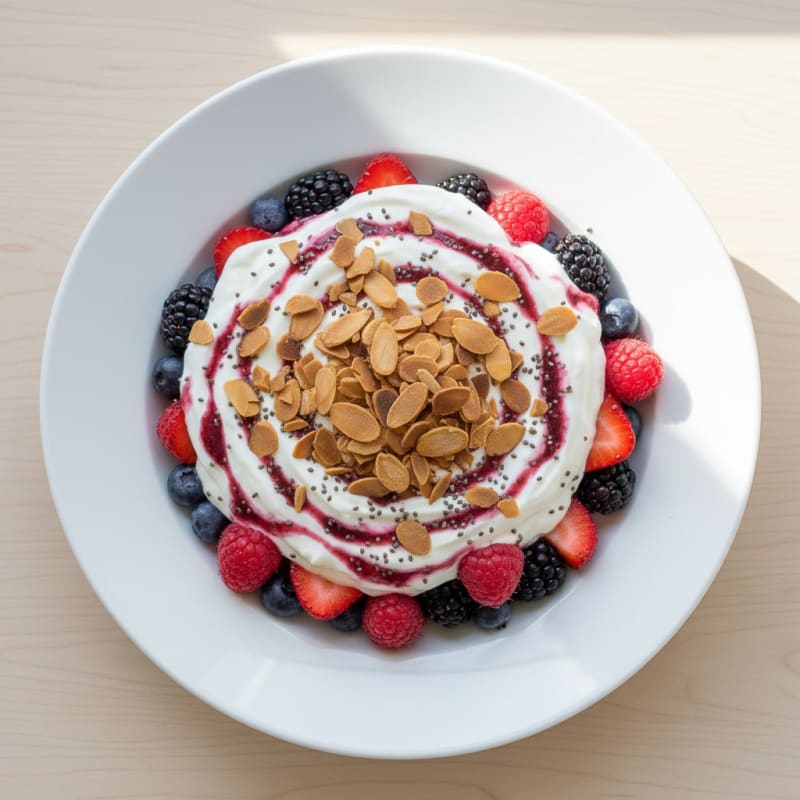 Greek Yogurt Protein Parfait with Mixed Berries