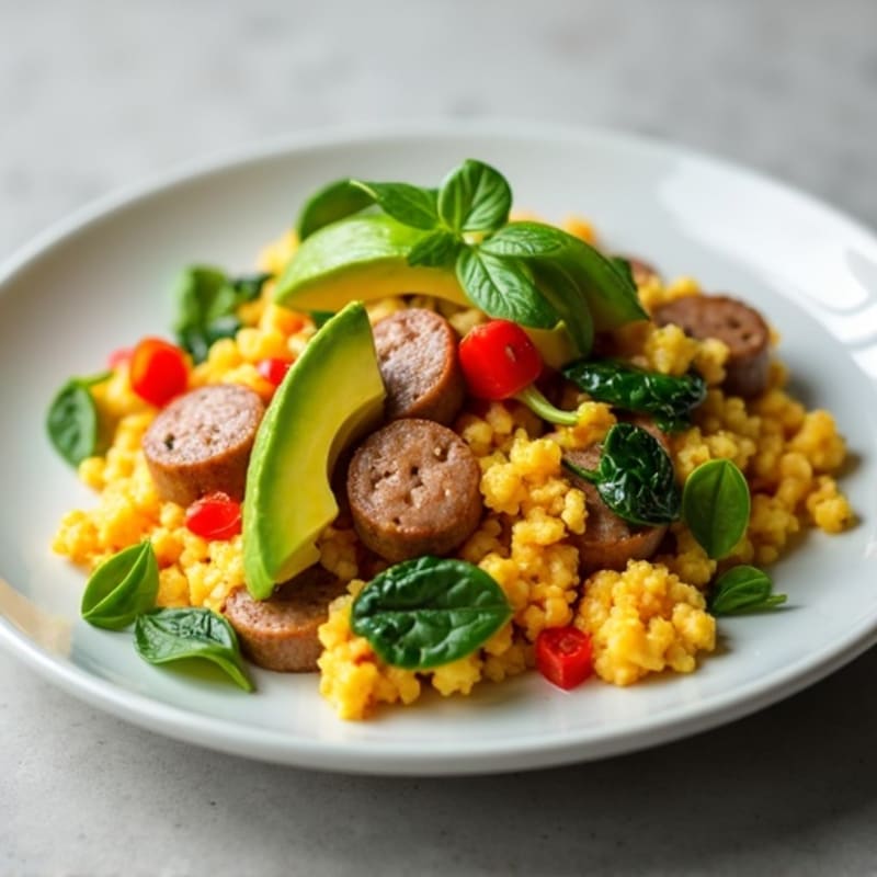 Egg White and Turkey Sausage Scramble with Spinach