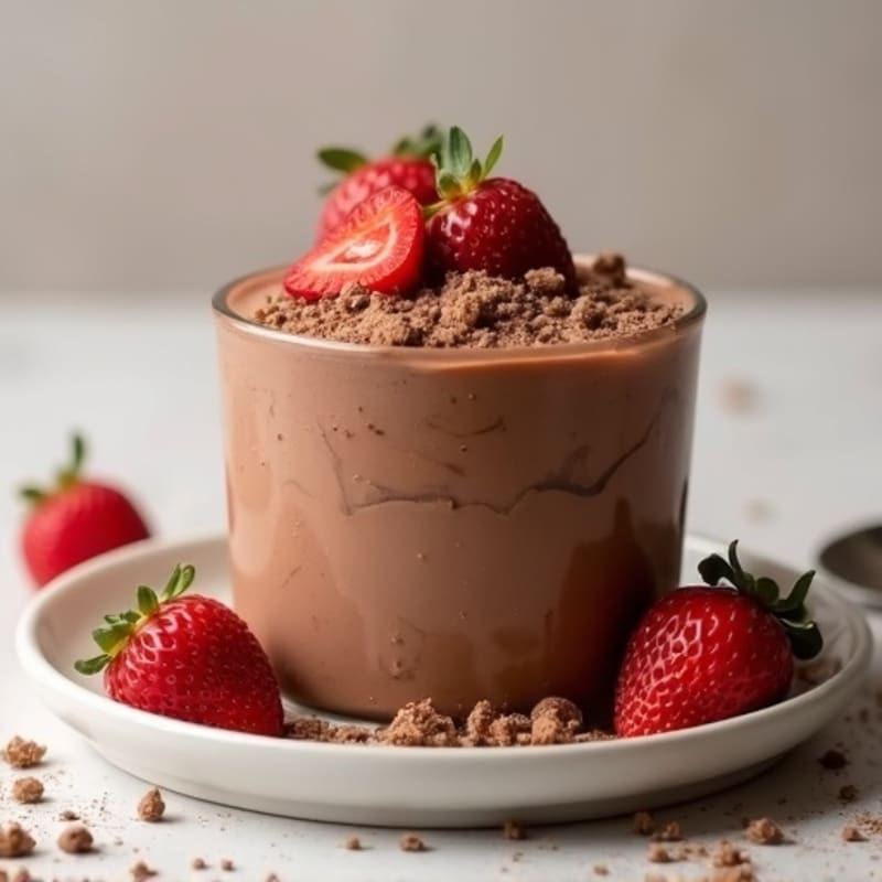 Chocolate Protein Mousse with Almond Butter Swirl
