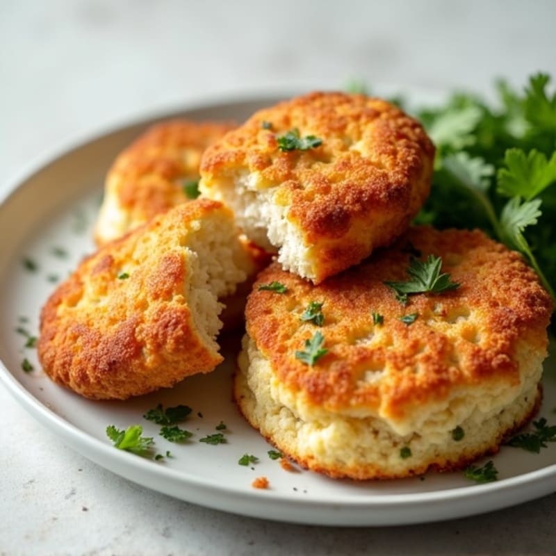 Crispy Air-Fried Chicken with Herb-Roasted Cauliflower Biscuits