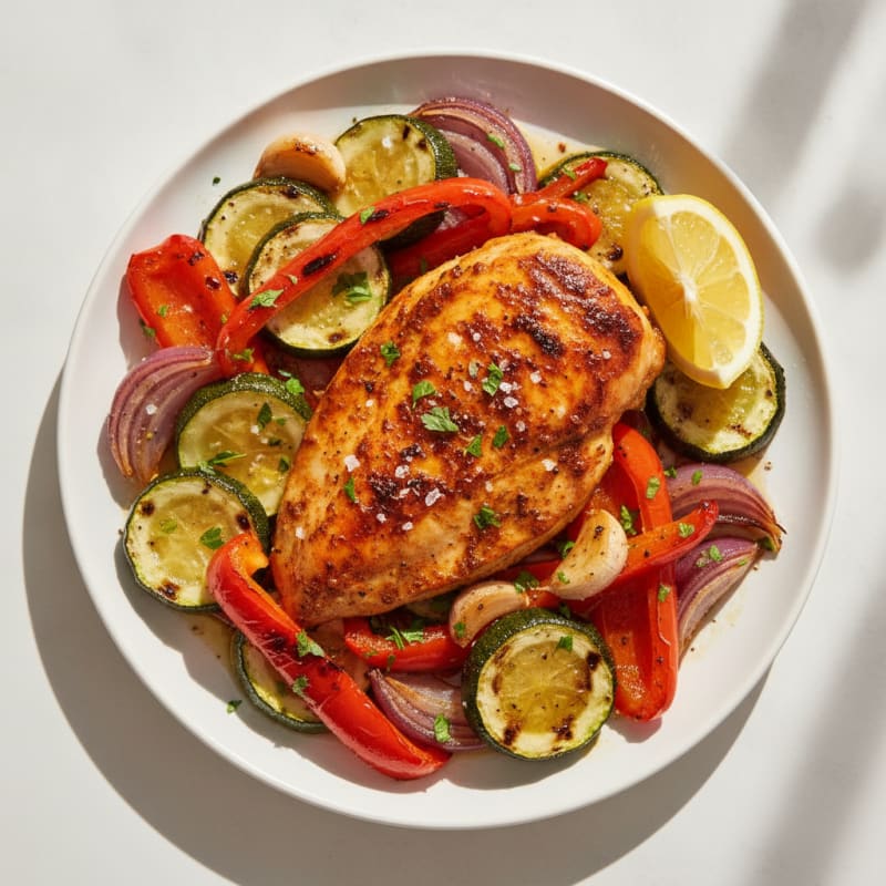 Spicy Harissa Chicken with Roasted Vegetables