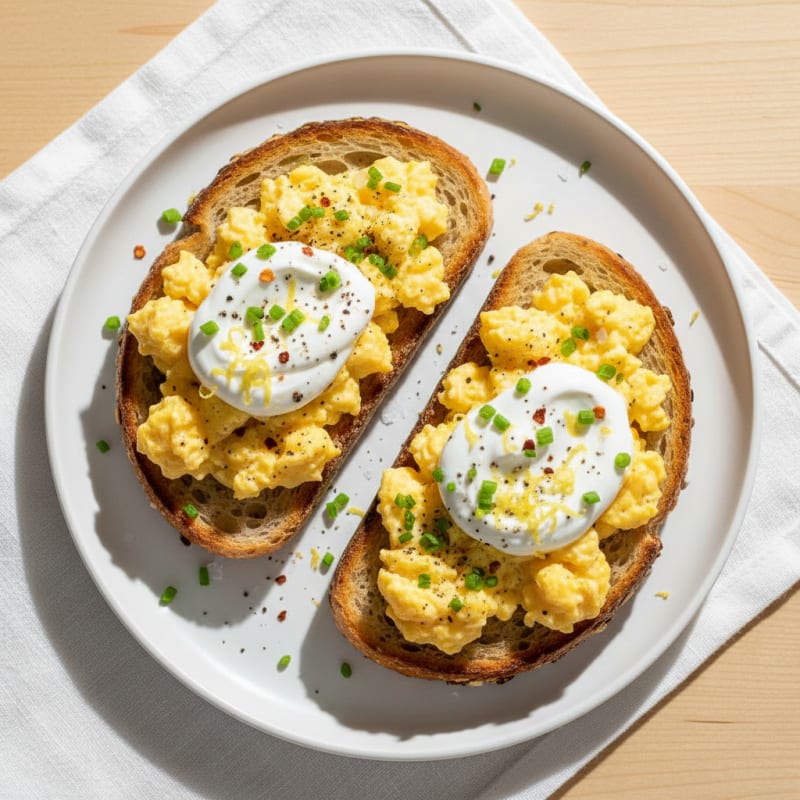 Golden Sourdough Egg Toast with Zesty Yogurt