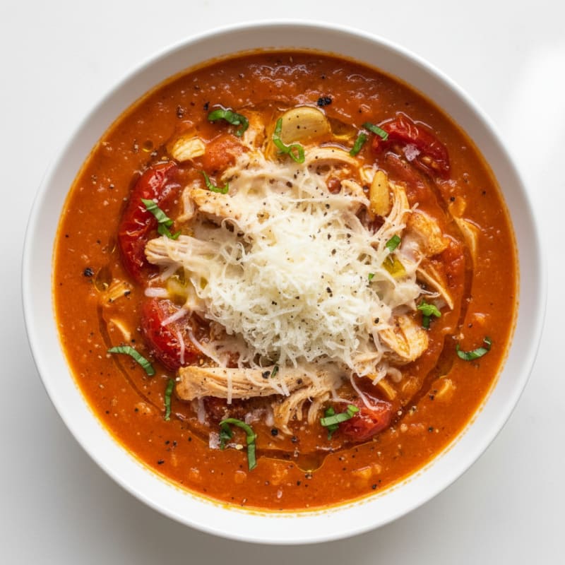 Roasted Tomato Basil Soup with Parmesan