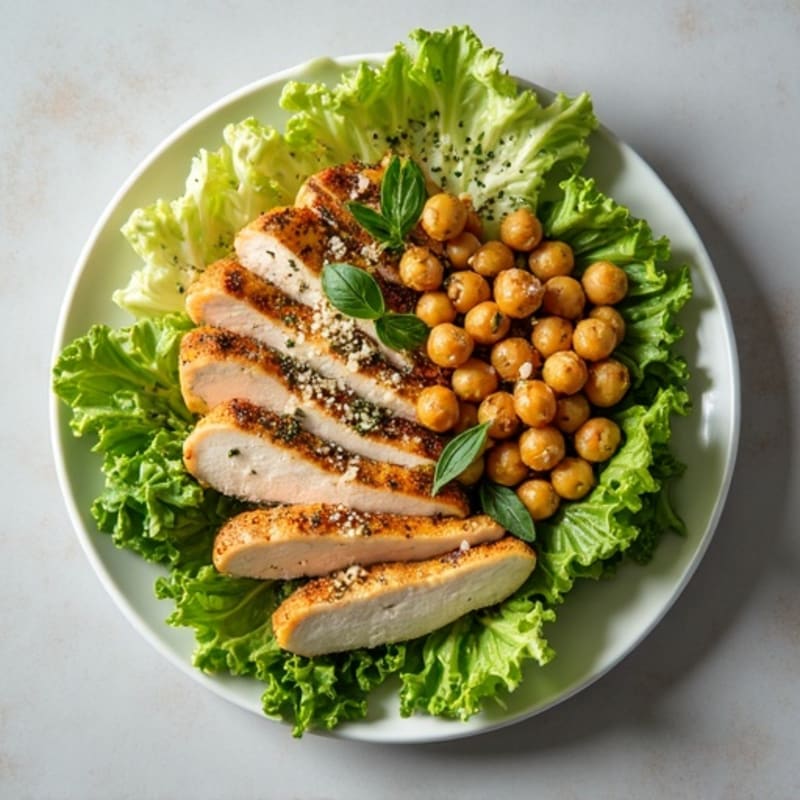 Herb-Grilled Chicken Caesar with Crispy Chickpea Croutons