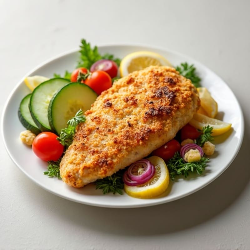 Crispy Chicken with Fresh Crunchy Vegetable Salad