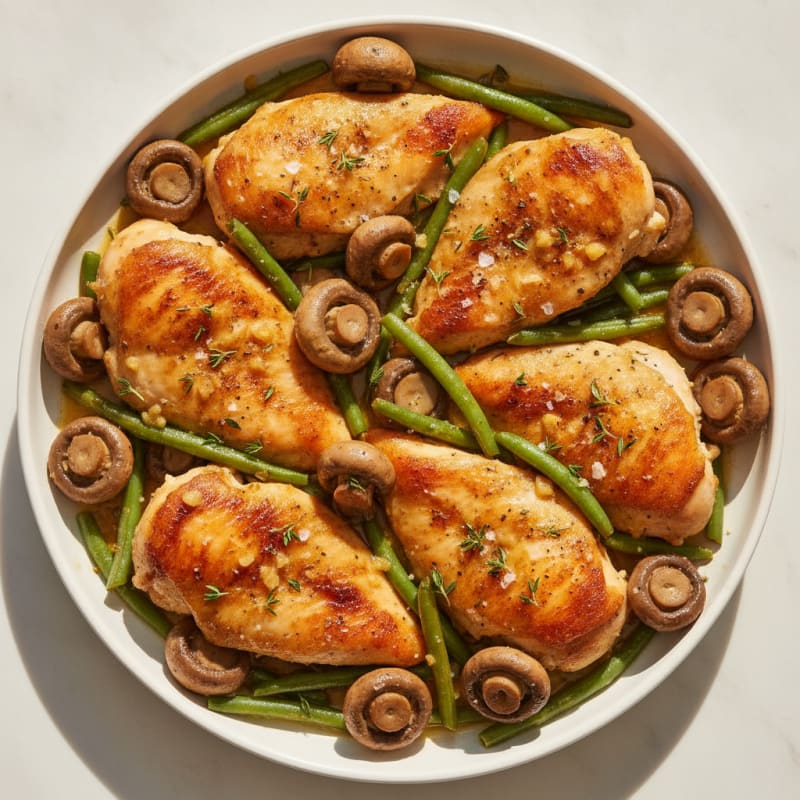 Garlic Butter Roasted Chicken and Mushrooms