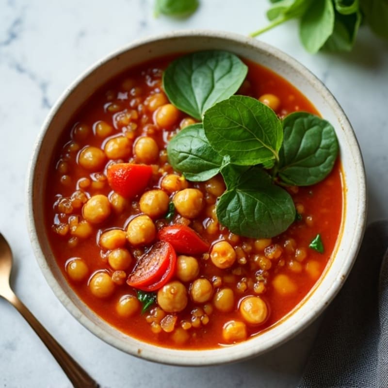 Hearty Spiced Lentil & Chickpea Stew with Fresh Greens
