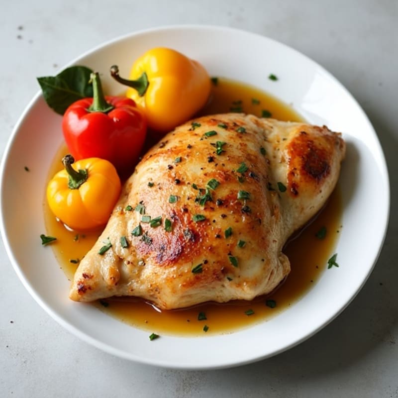 Lemon Garlic Roasted Chicken with Bell Peppers