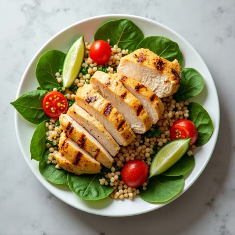 Grilled Chicken and Quinoa Salad with Fresh Spinach