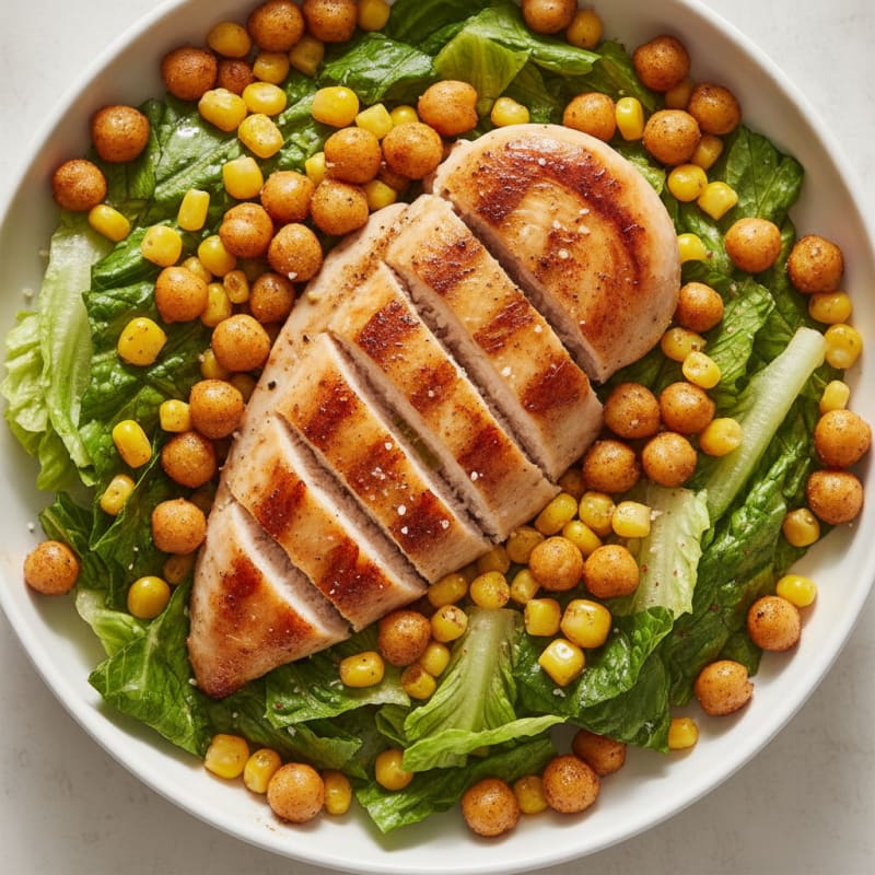 Seared Chicken Breast with Roasted Chickpeas and Sweet Corn