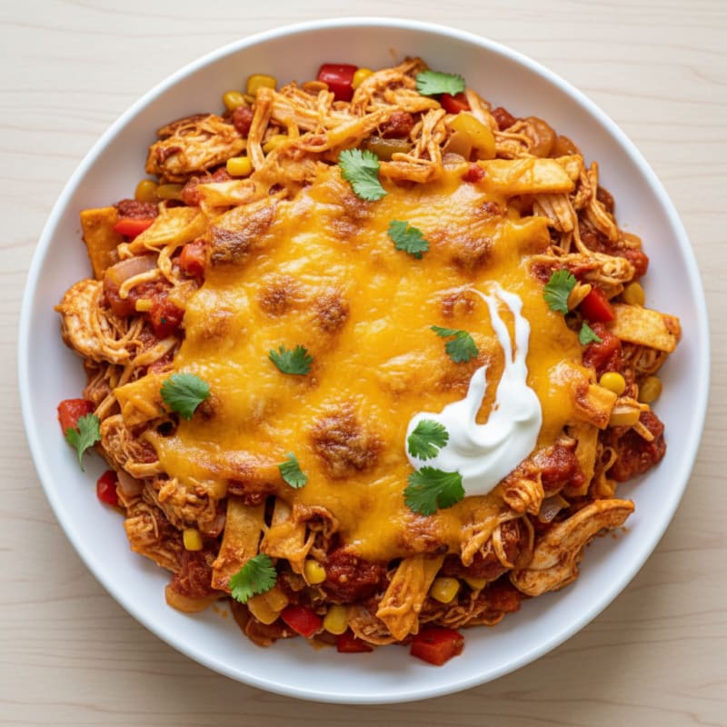 Creamy Chili Chicken Enchilada Bake
