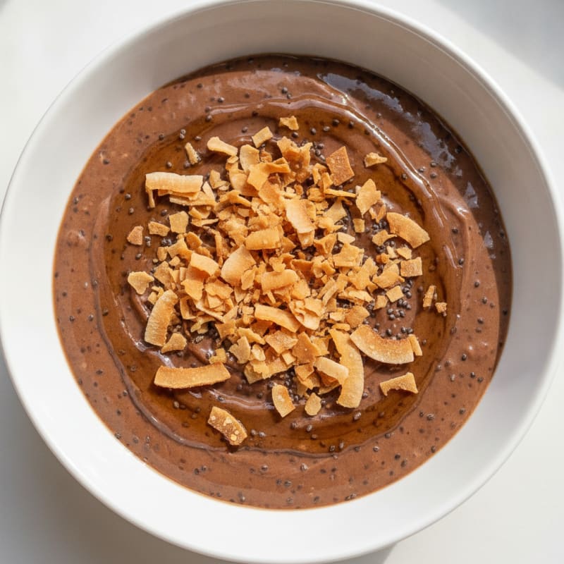 Silky Chocolate Protein Pudding with Toasted Coconut