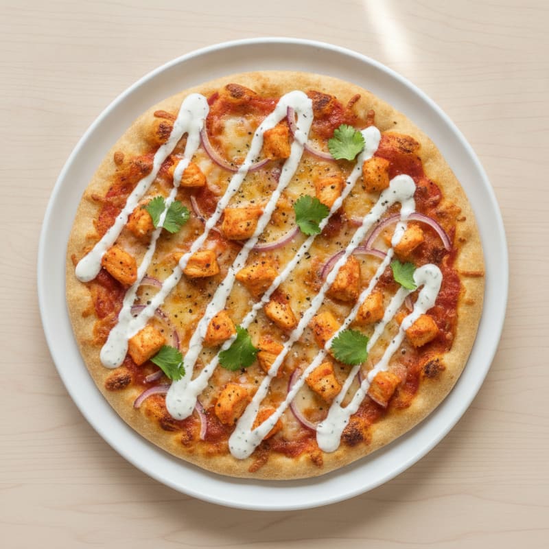 Buffalo Chicken Pizza with Ranch Drizzle