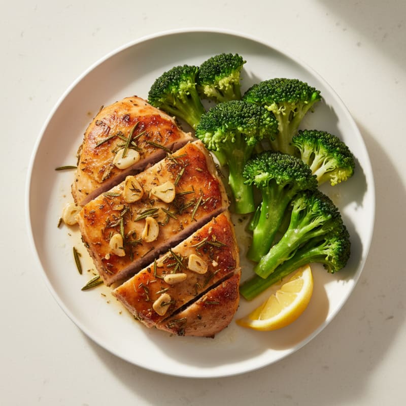 Herb-Roasted Turkey Breast with Steamed Broccoli