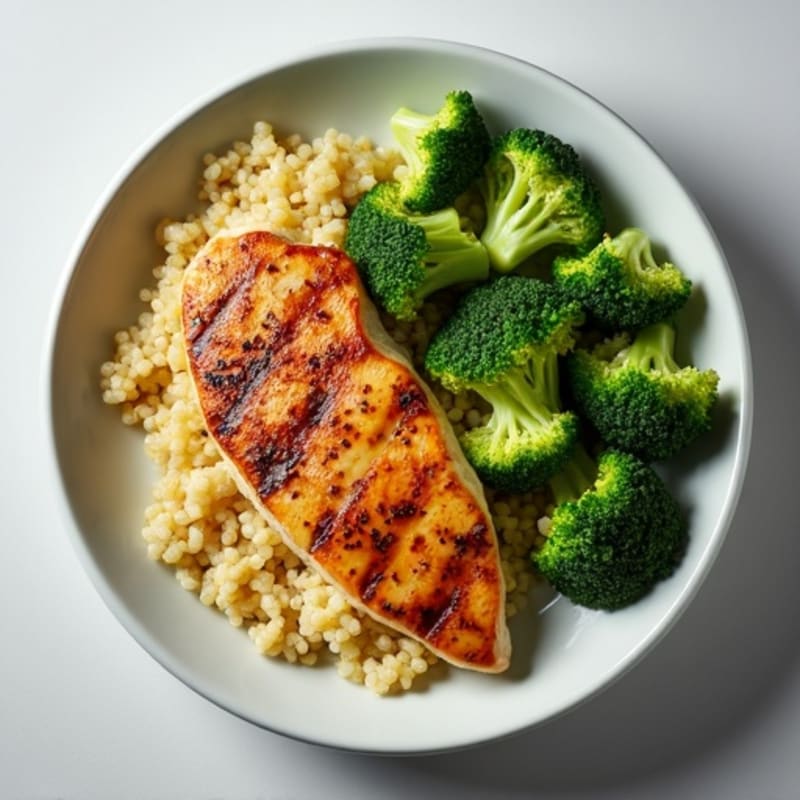 Grilled Chicken Breast with Quinoa and Steamed Broccoli