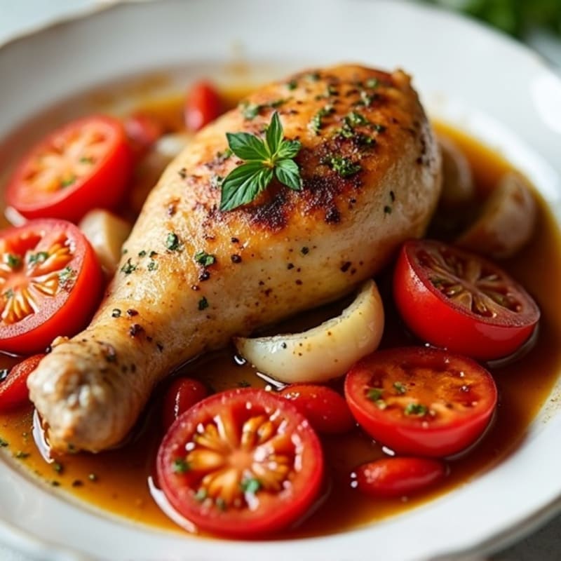 Braised Chicken with Bell Peppers and Tomatoes