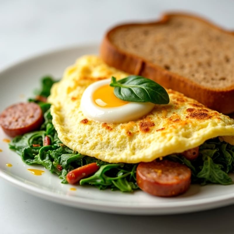 Egg White Omelet with Spinach and Turkey Sausage