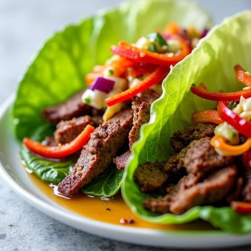 Smoky Brisket Lettuce Wraps with Tangy Cabbage Slaw