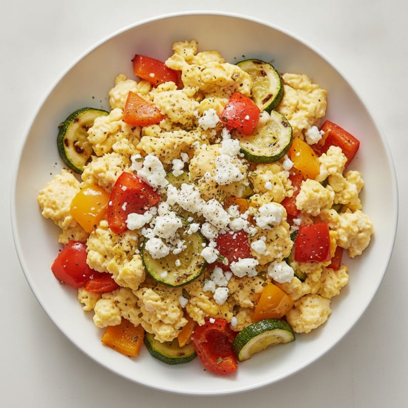 Hearty Scrambled Eggs with Roasted Vegetables