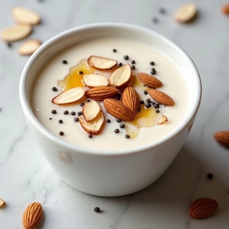 Silky Greek Yogurt Protein Pudding with Sliced Almonds