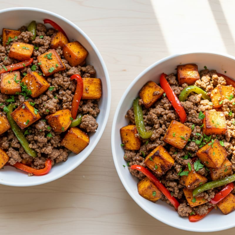 Tender Beef and Roasted Sweet Potato Bowls