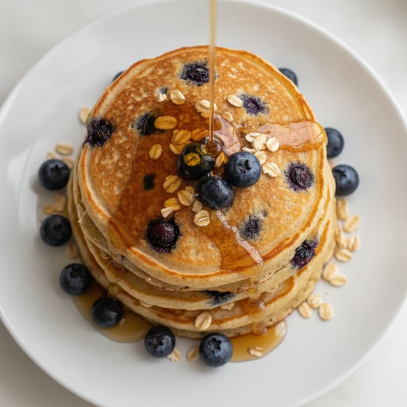 Blueberry Protein Pancakes with Maple Syrup