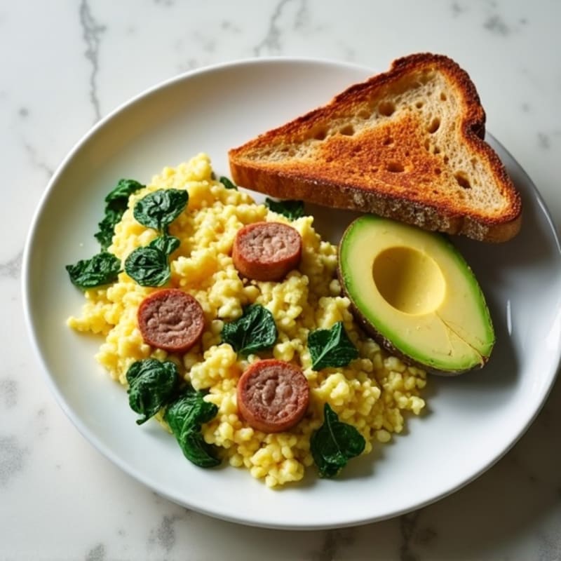 Egg White Scramble with Spinach and Turkey Sausage