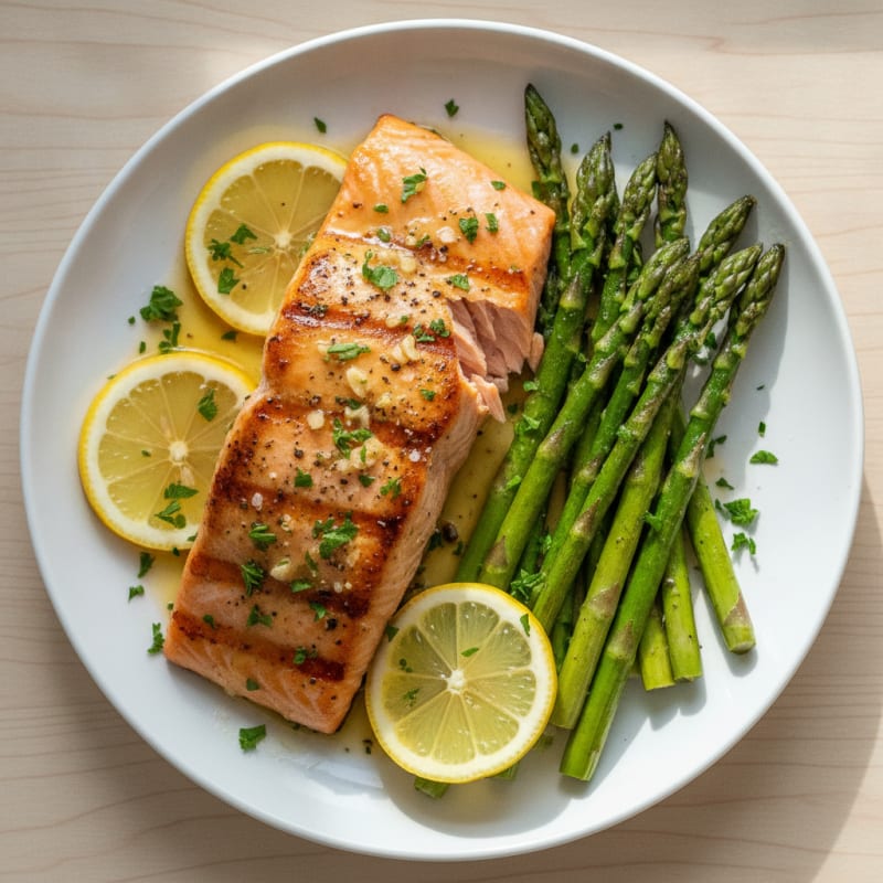 Lemon Herb Grilled Salmon with Asparagus
