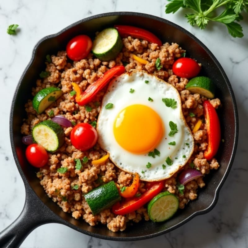 Savory Ground Turkey and Roasted Vegetable Skillet