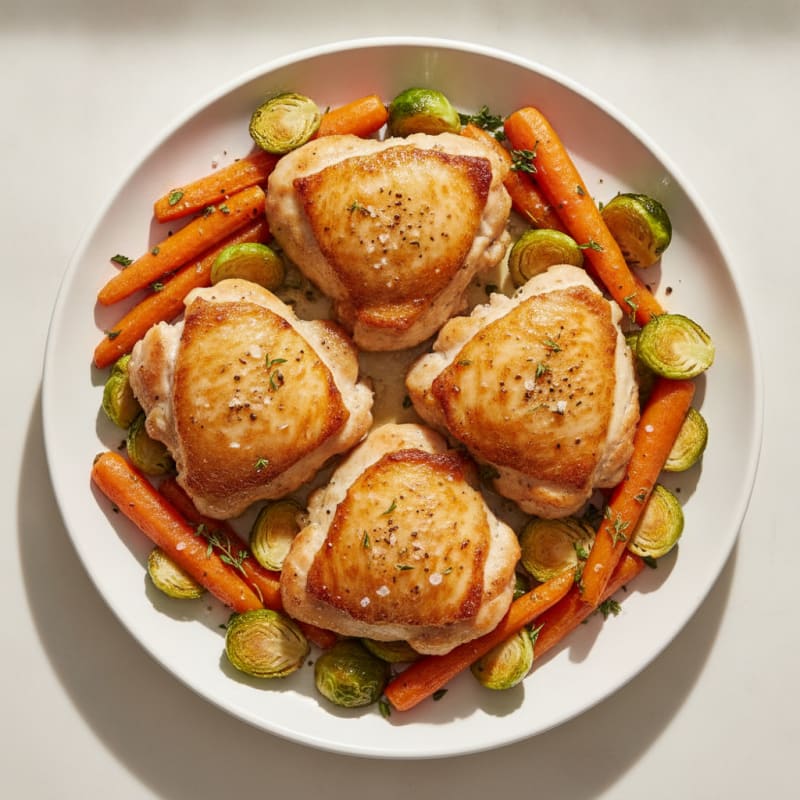 Pan-Seared Chicken Thighs with Roasted Vegetables